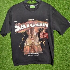 HADES‎ Saigon Vintage Graphic T-Shirt Mens Small Black Church City People